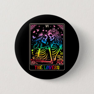 The Lovers Tarot Card Goth Kissing Lesbian Skeleto 2 Inch Round Button
