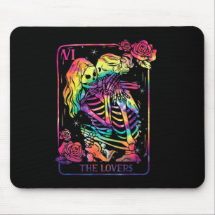 The Lovers Tarot Card Goth Tie Dye Kissing Lesbian Mouse Pad