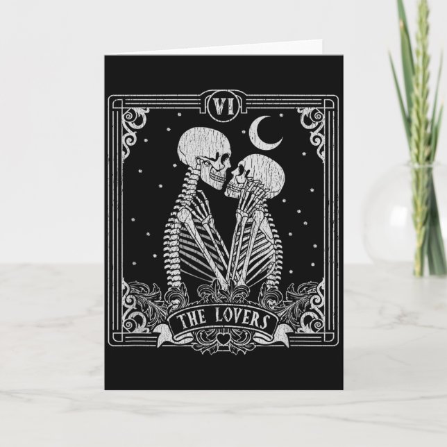 The Lovers Tarot Card Skeleton Valentines Hallowee (Front)