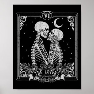 The Lovers Tarot Card Skeleton Valentines Hallowee Poster