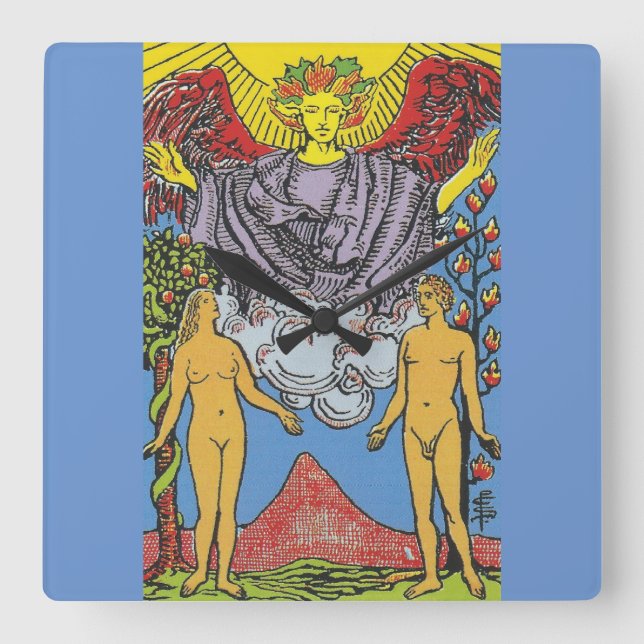 The Lovers Tarot Card Tarots Reading Square Wall Clock (Front)