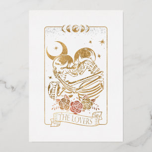 The Lovers Tarot Card Vintage Skull Halloween Goth