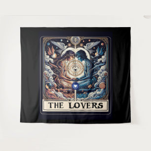THE LOVERS Tarot Celestial Man & Woman Soulmates Tapestry