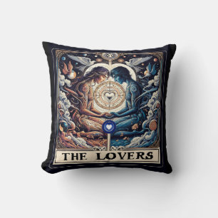 THE LOVERS Tarot Celestial Man & Woman Soulmates Throw Pillow