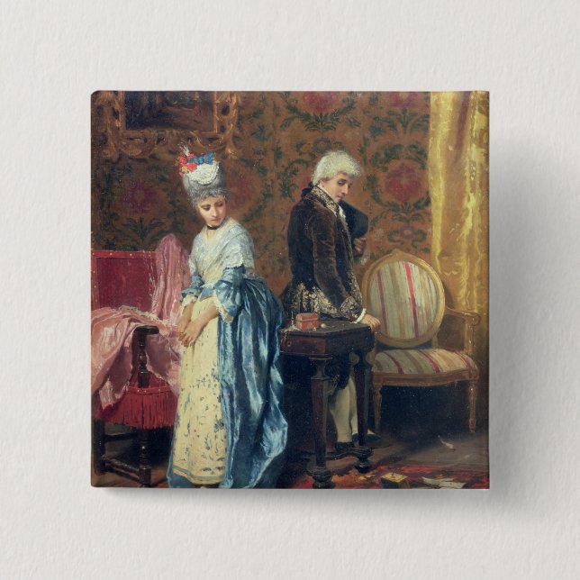The Lovers' Tiff, 1872 (oil on panel) 2 Inch Square Button (Front)