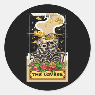 The Lovers Vintage Tarot Card Astrology Goth Hallo Classic Round Sticker