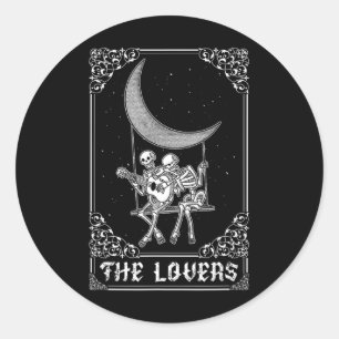 The Lovers Vintage Tarot Card Gothic Halloween Ske Classic Round Sticker