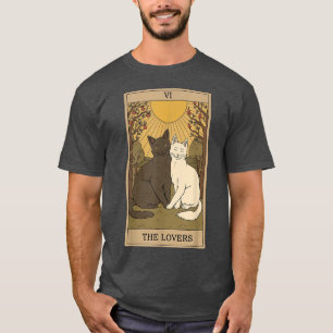 The Lovers Vintage Tarot Card, Magic, Occult, Cat  T-Shirt