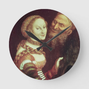 The Lovesick Old Man, 1553 (oil on panel) Round Clock