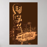 The Luau Tiki bar, and lounge menu cover poster