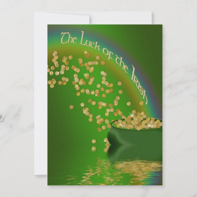 THE LUCK OF THE IRISH - PARTY INVITATION - GOLD (Front)