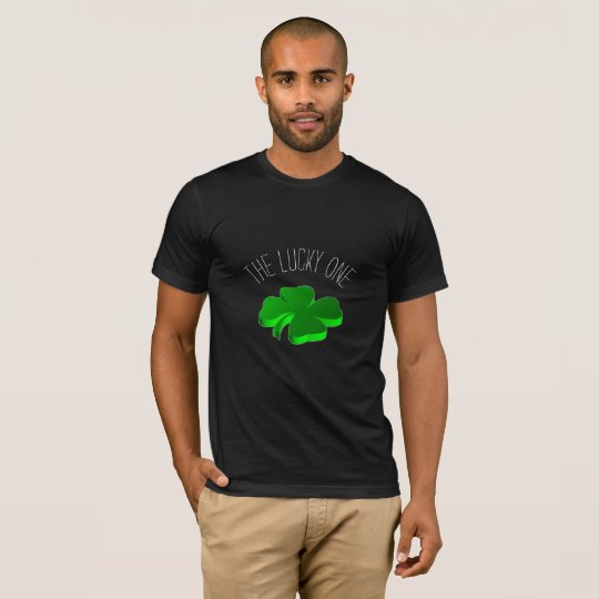 The Lucky One Typography Green Clovers Funny T-Shirt