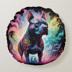 The Luminous Sentinel: A Holographic Staffordshire Round Pillow