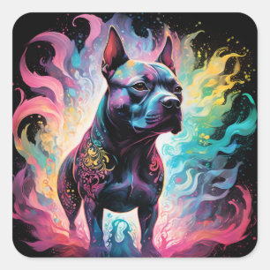 The Luminous Sentinel: A Holographic Staffordshire Square Sticker