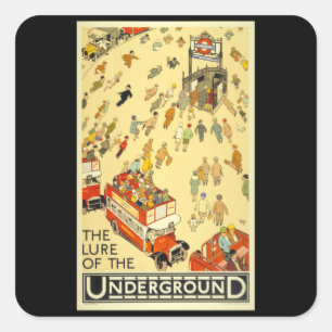 The lure of the underground retro vintage poster square sticker