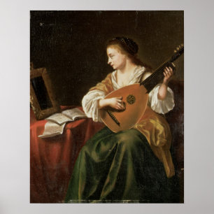 The Lute Player (oil on panel) Poster