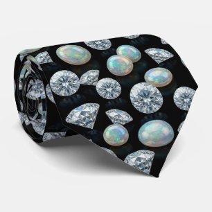 The Luxury Man   Black Tie Diamond Opal Neck Tie