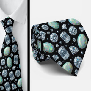 The Luxury Man   Cravate noire à diamants et opale