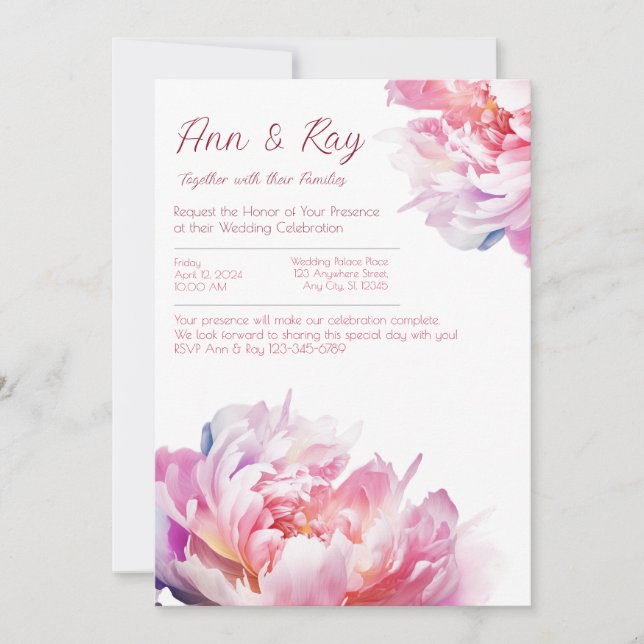 The Luxury of Peonies Invitation (Front)