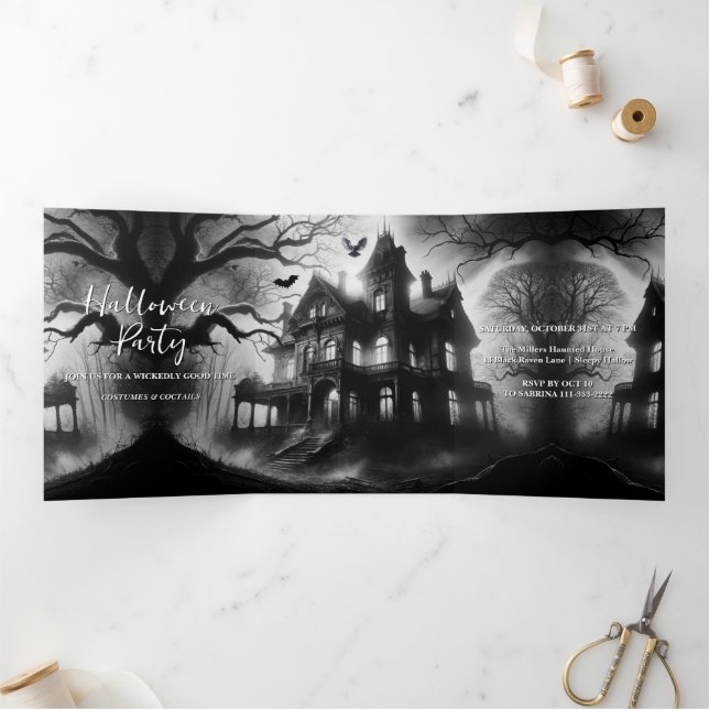The Macabre Manor Halloween Party Invitation (Inside)