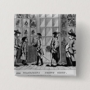 The Macaroni Print Shop, pub. by N. Darley 2 Inch Square Button