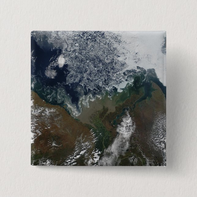 The Mackenzie River empties into Mackenzie Bay 2 Inch Square Button (Front)