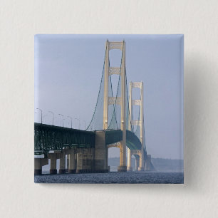 The Mackinac Bridge spanning the Straits of 2 Inch Square Button