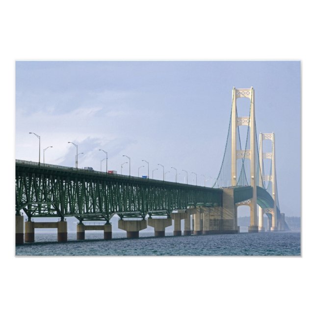 The Mackinac Bridge spanning the Straits of 2 Photo Print (Front)