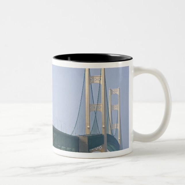 The Mackinac Bridge spanning the Straits of 2 Two-Tone Coffee Mug (Right)