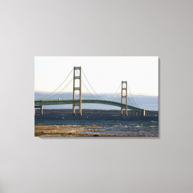 The Mackinac Bridge spanning the Straits of 3 Canvas Print (Front)