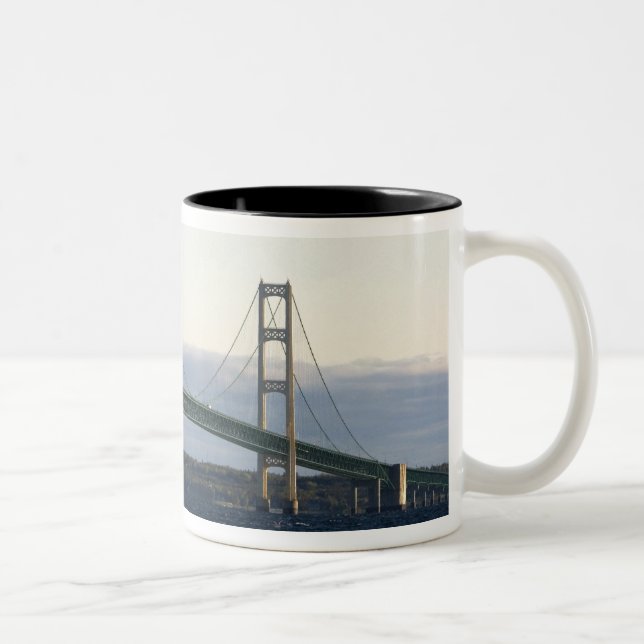 The Mackinac Bridge spanning the Straits of 4 Two-Tone Coffee Mug (Right)