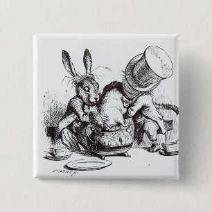 The Mad Hatter and the March Hare 2 Inch Square Button