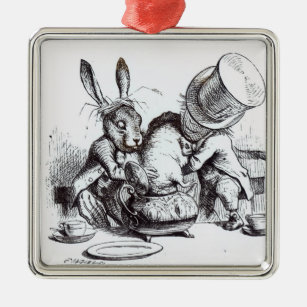 The Mad Hatter and the March Hare Metal Ornament