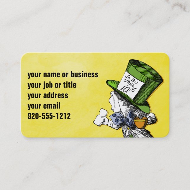 +{ The Mad Hatter }+ Business Card (Front)
