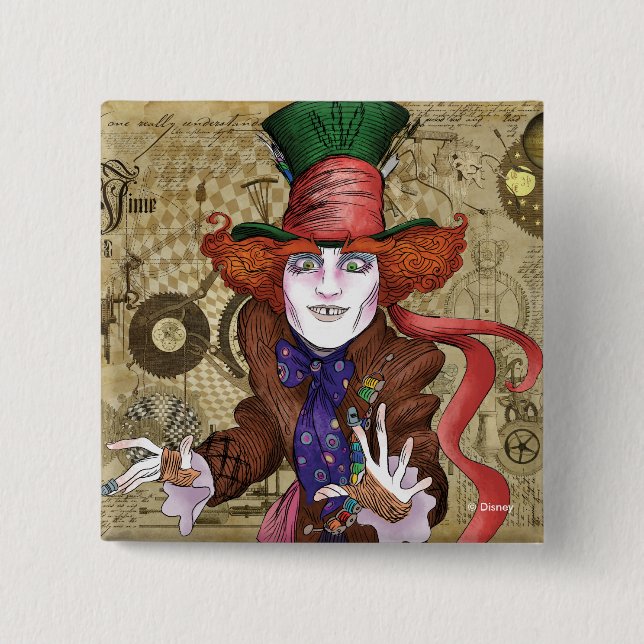 The Mad Hatter | Mad as a Hatter 2 Inch Square Button (Front)