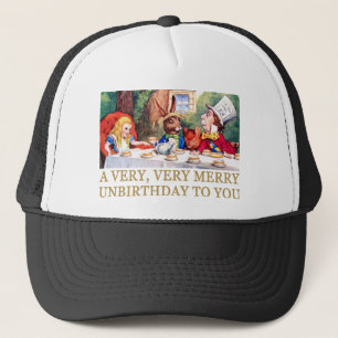 THE MAD HATTER WISHES ALICE A MERRY UNBIRTHDAY! TRUCKER HAT