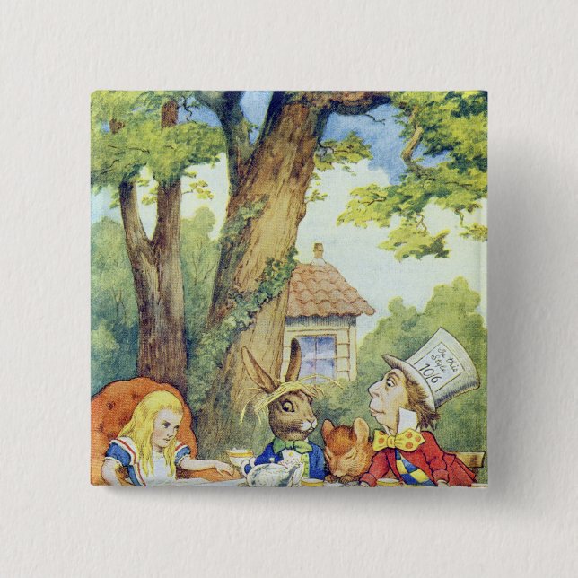 The Mad Hatter's Tea Party 2 Inch Square Button (Front)