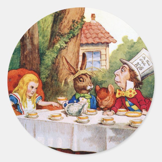 THE MAD HATTER'S TEA PARTY CLASSIC ROUND STICKER (Front)