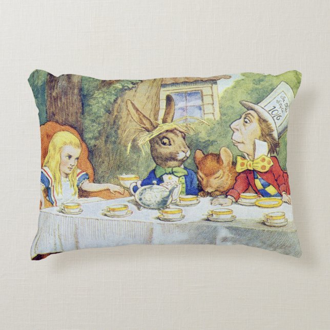 The Mad Hatter's Tea Party Decorative Pillow (Front)