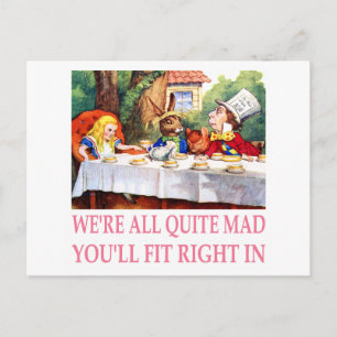The Mad Hatter's Tea Party in Alice in Wonderland Invitation Postcard