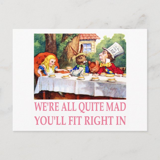 The Mad Hatter's Tea Party in Alice in Wonderland Invitation Postcard (Front)