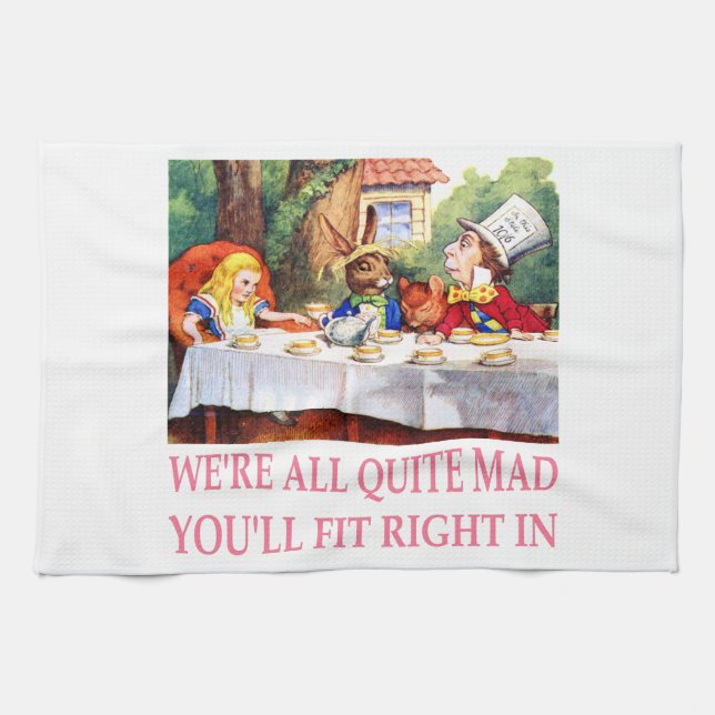 The Mad Hatter's Tea Party in Alice in Wonderland Kitchen Towel (Horizontal)
