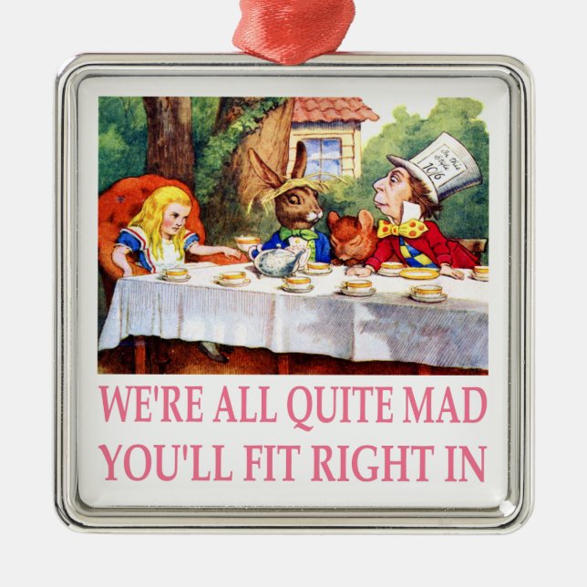 The Mad Hatter's Tea Party in Alice in Wonderland Metal Ornament (Front)