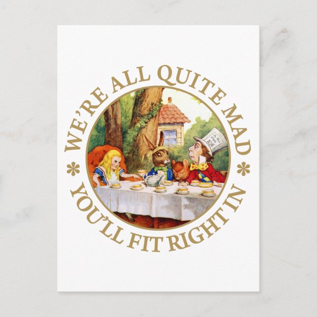 The Mad Hatter's Tea Party - "We're All Quite Mad" Invitation Postcard (Front)