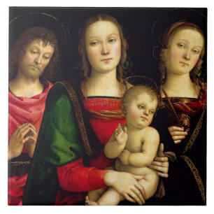 The Madonna and Child with St. John the Baptist an Tile