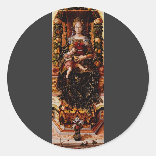 The Madonna della Candeletta by Carlo Crivelli Classic Round Sticker (Front)