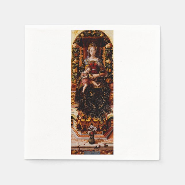 The Madonna della Candeletta by Carlo Crivelli Napkin (Front)