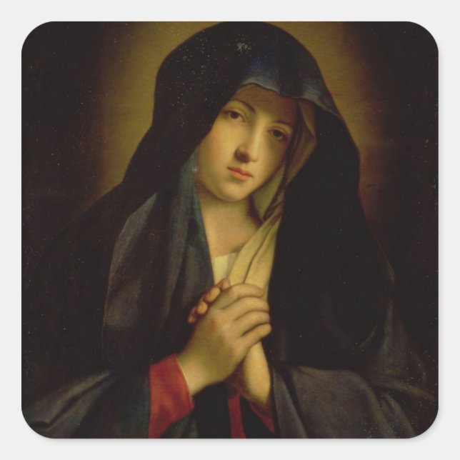 The Madonna in Sorrow (oil on canvas) Square Sticker (Front)
