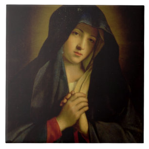 The Madonna in Sorrow (oil on canvas) Tile