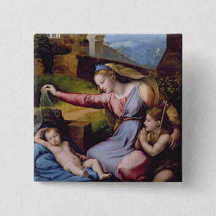The Madonna of the Blue Diadem or The Madonna of t 2 Inch Square Button